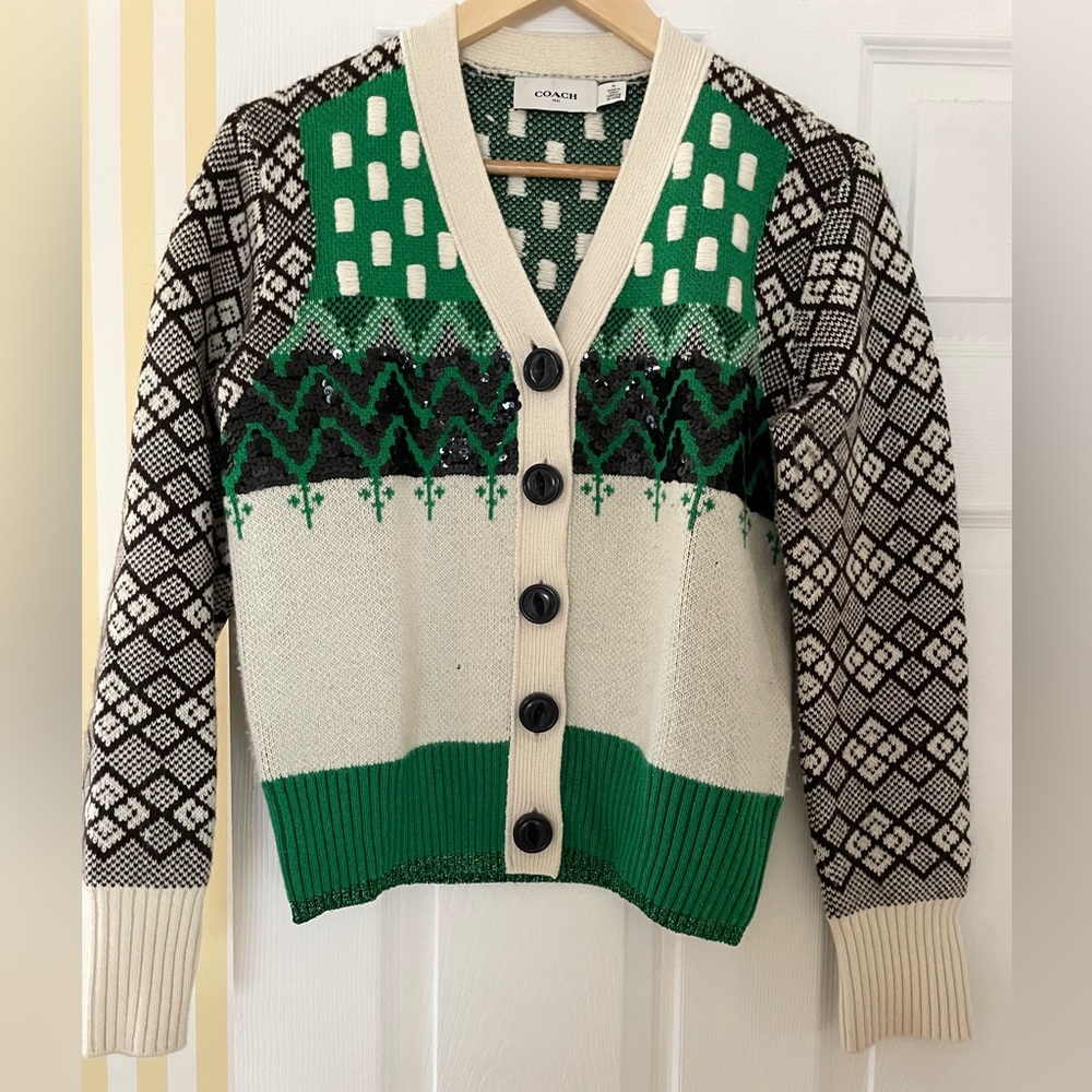 Coach Cardigan with Sequin Detail